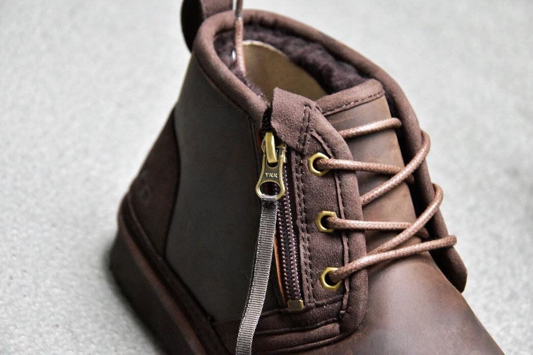 Men's Crazy Horse Leather Zip-Up Shoes – Style 3883