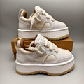 White Chunky Platform Lace-Up Sneakers – Style 1541