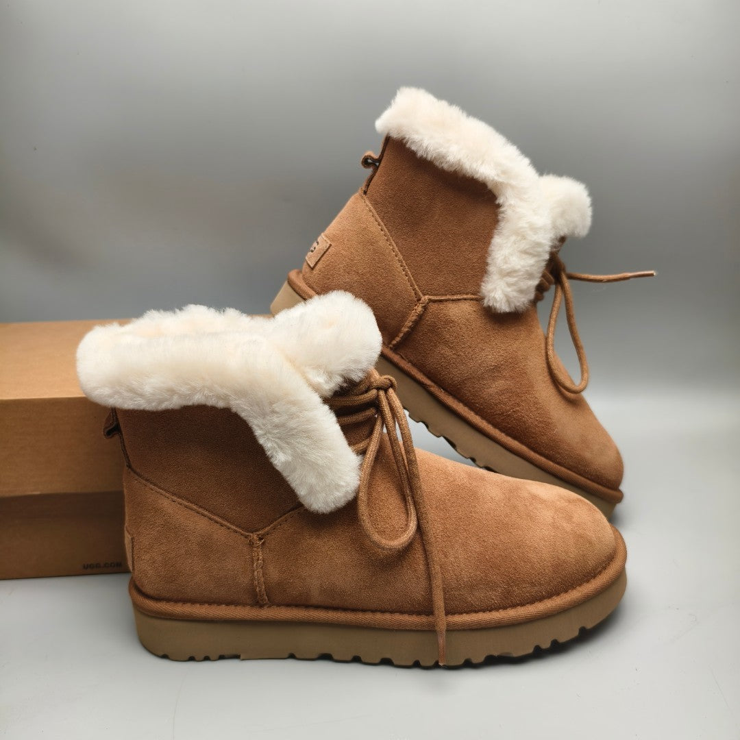 Chestnut Lace-Up Mid-Calf Casual Boots – Style 4576