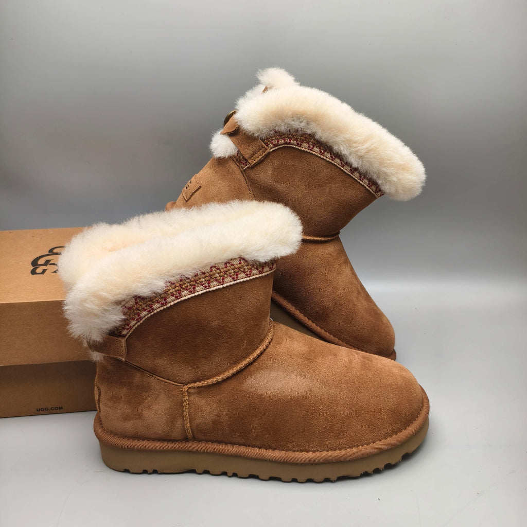 Chestnut Folk-Inspired Shoes with Back Buckle Strap – Style 4517