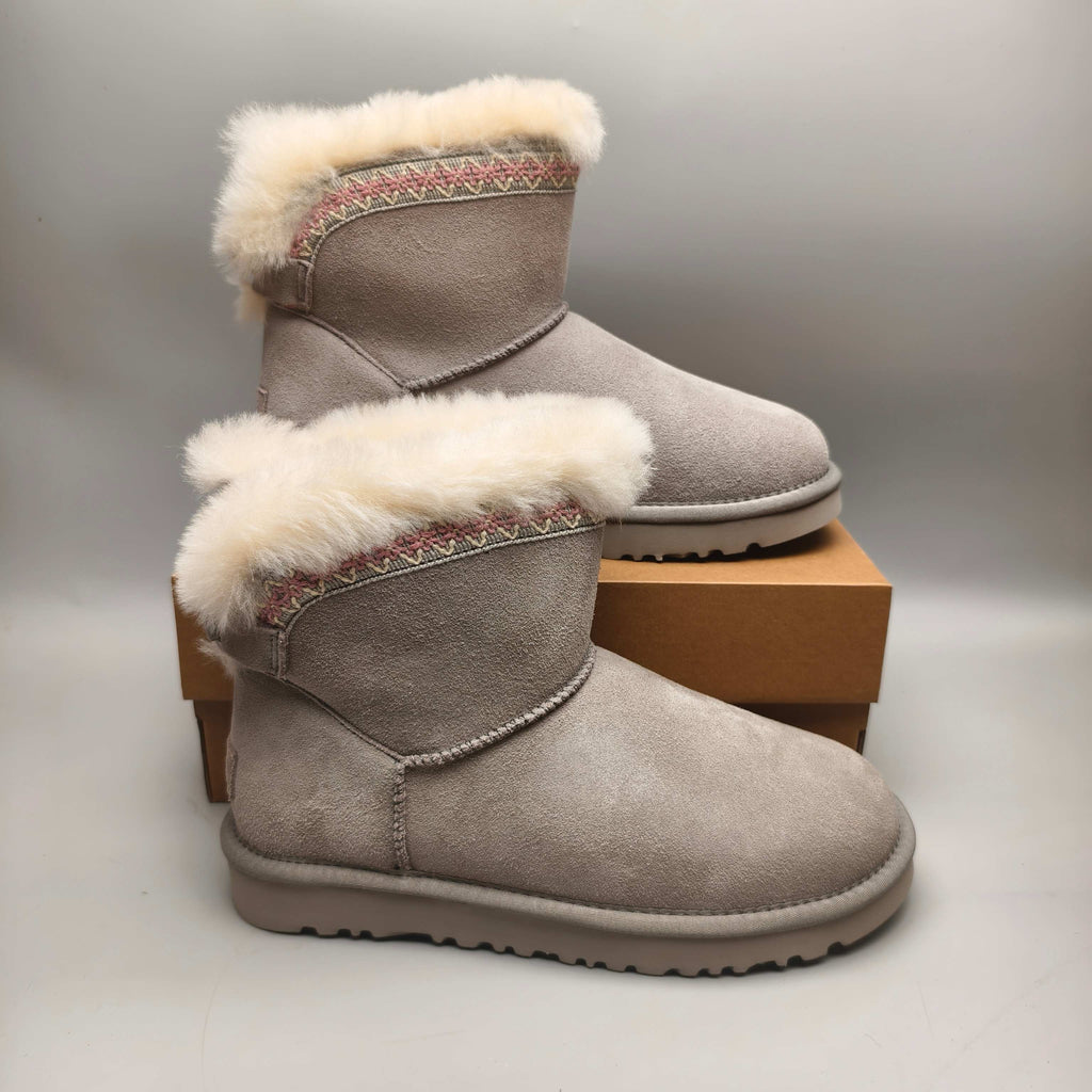 Gray Folk-Inspired Shoes with Back Buckle Strap – Style 4517