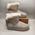 Gray Folk-Inspired Shoes with Back Buckle Strap – Style 4517