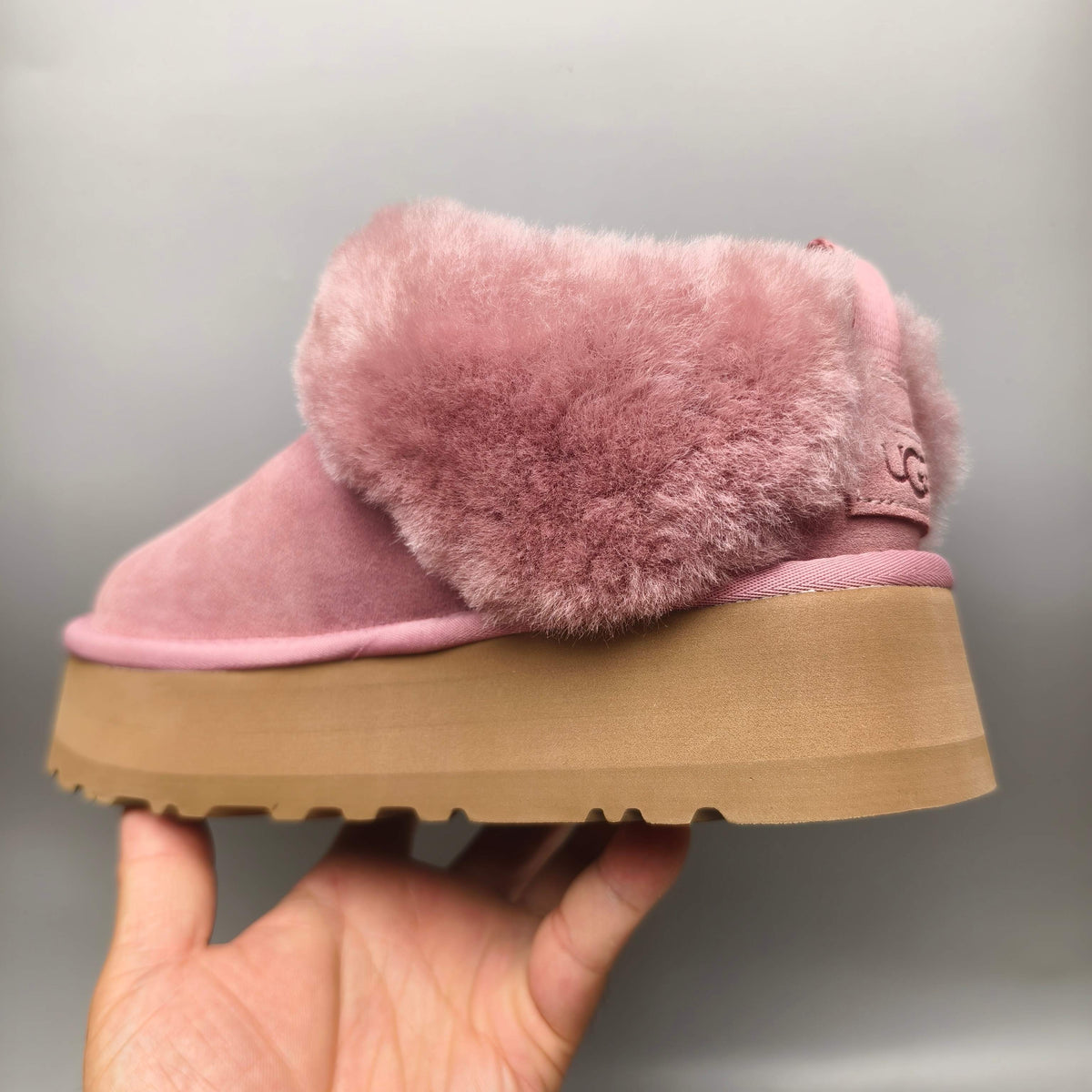 Pink Suede-Look Platform Slip-On Shoes – Style 1393