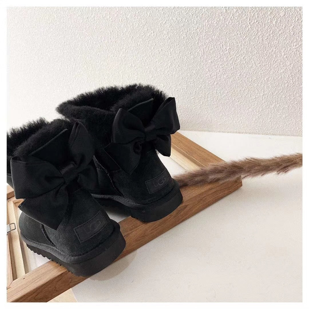 Black Bow-Detail Ankle Boots – Style 3130