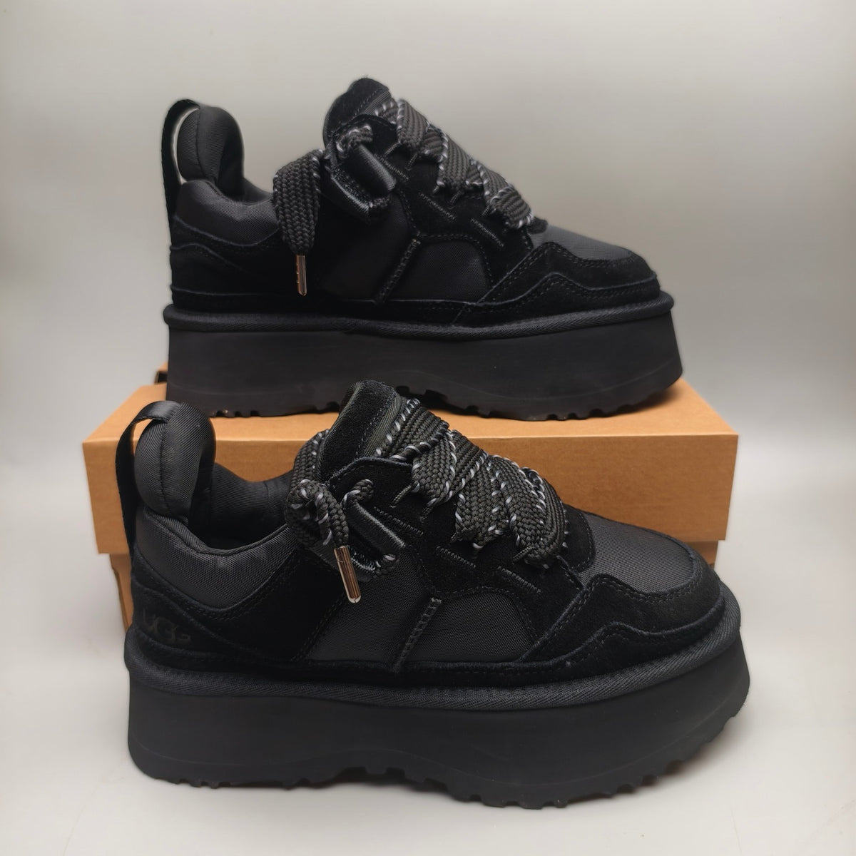 Black Chunky Platform Lace-Up Sneakers – Style 1541