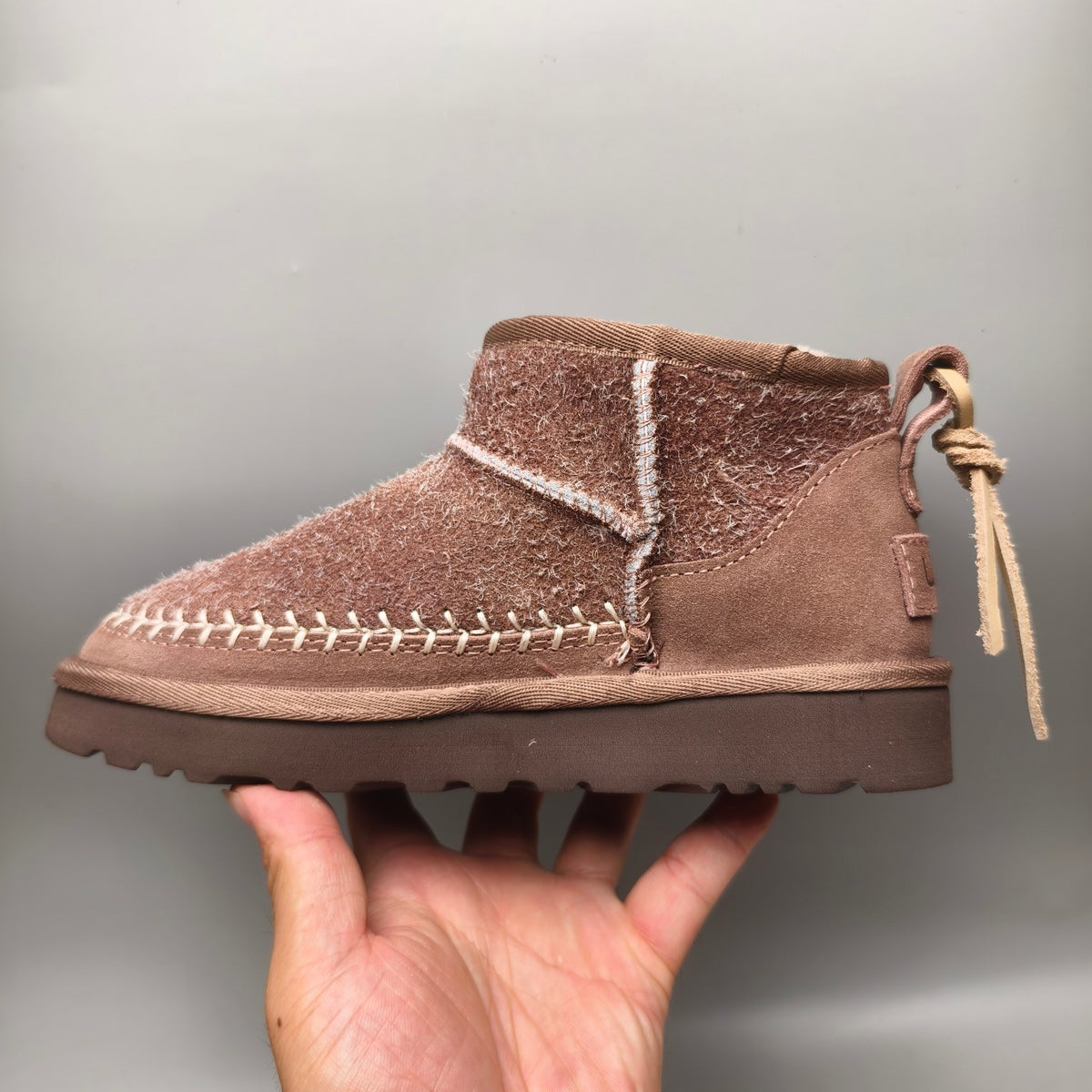 Brown Suede-Look Shoes with Back Strap – Style 1538