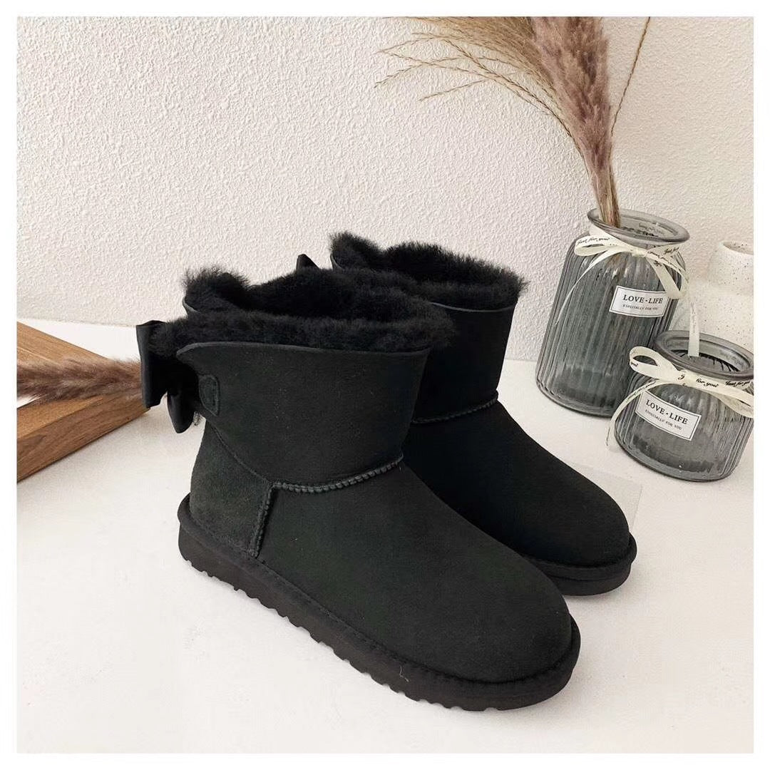 Black Bow-Detail Ankle Boots – Style 3130