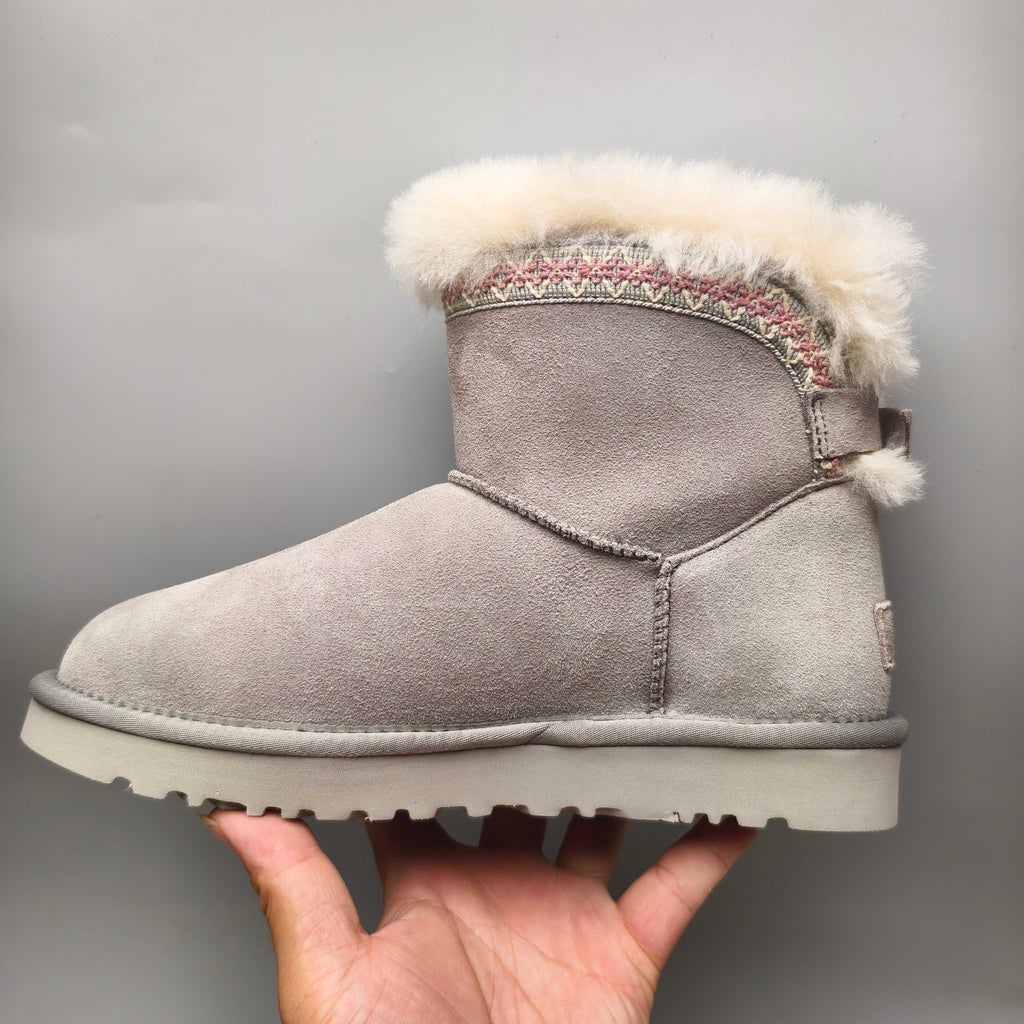 Gray Folk-Inspired Shoes with Back Buckle Strap – Style 4517