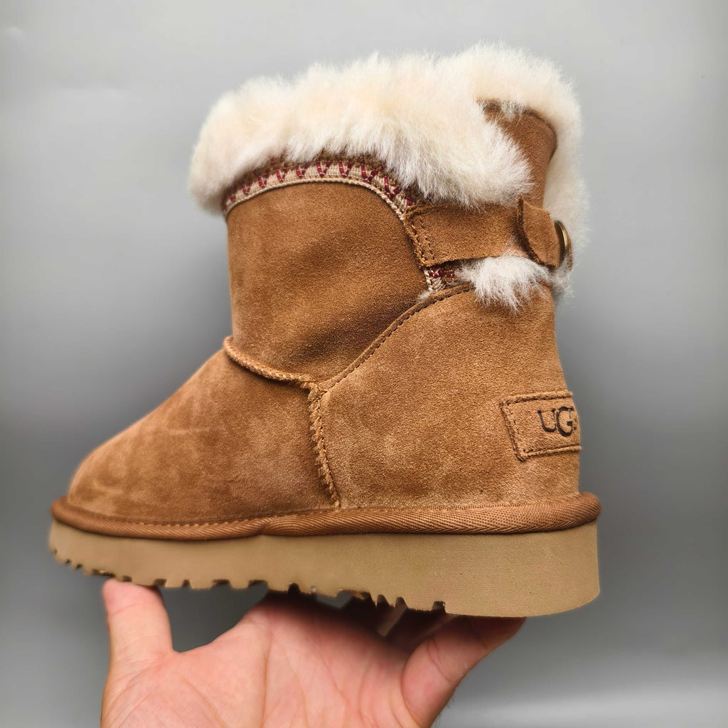 Chestnut Folk-Inspired Shoes with Back Buckle Strap – Style 4517