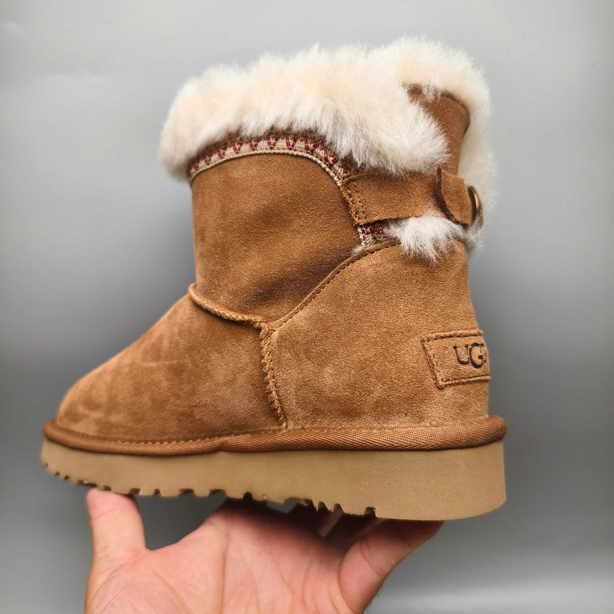 Chestnut Folk-Inspired Shoes with Back Buckle Strap – Style 4517
