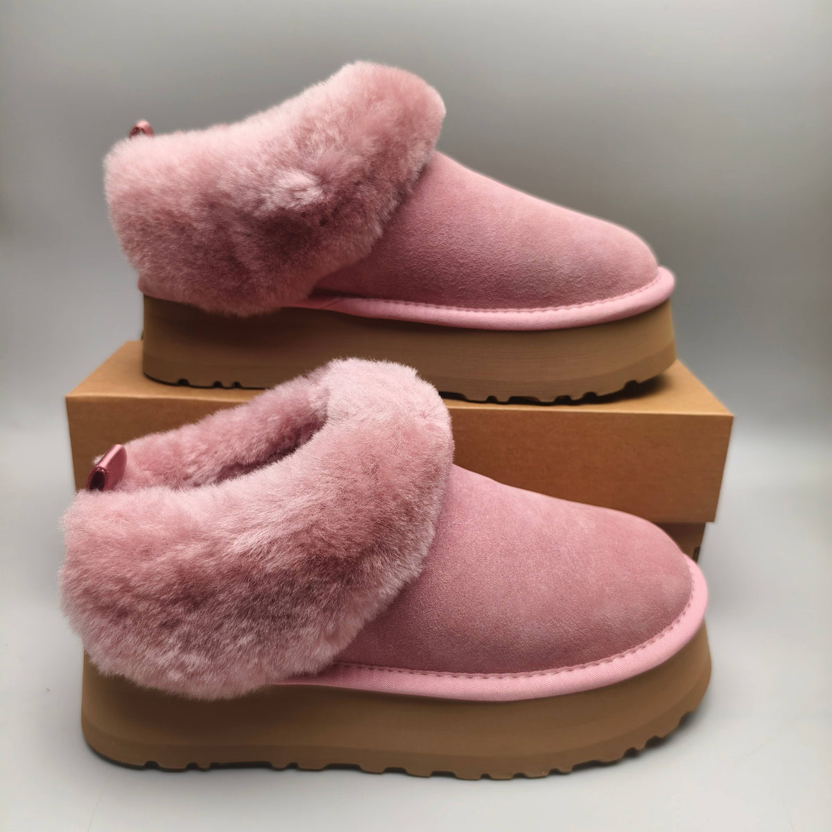 Pink Suede-Look Platform Slip-On Shoes – Style 1393