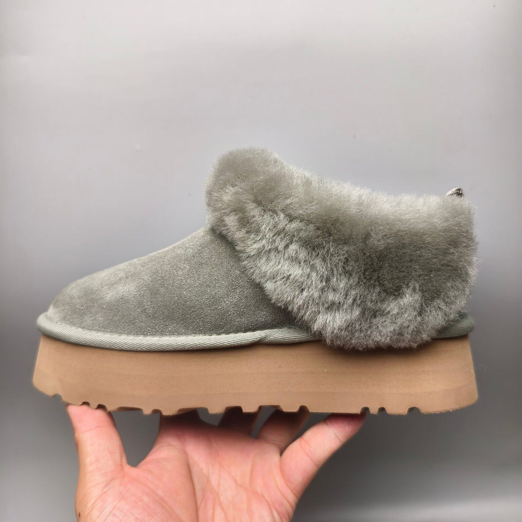 Green Suede-Look Platform Slip-On Shoes – Style 1393