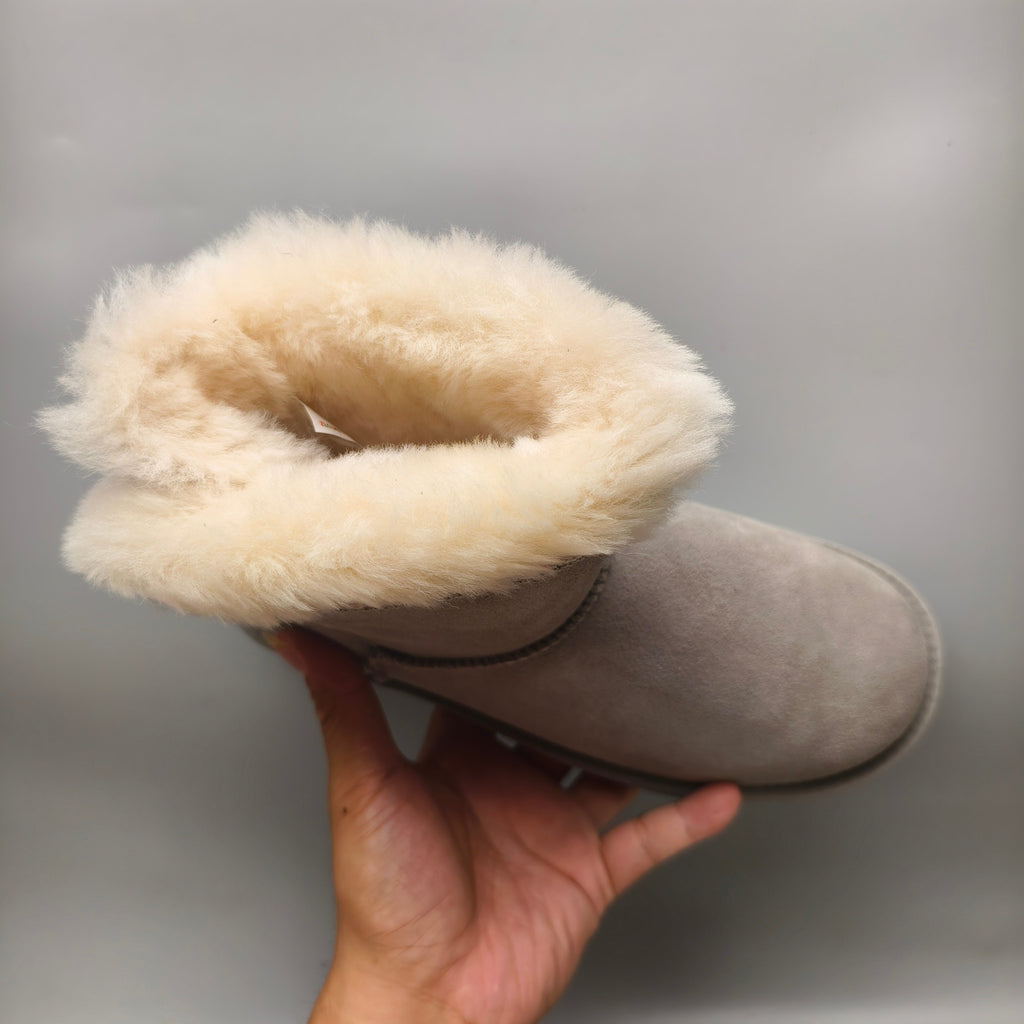 Gray Folk-Inspired Shoes with Back Buckle Strap – Style 4517