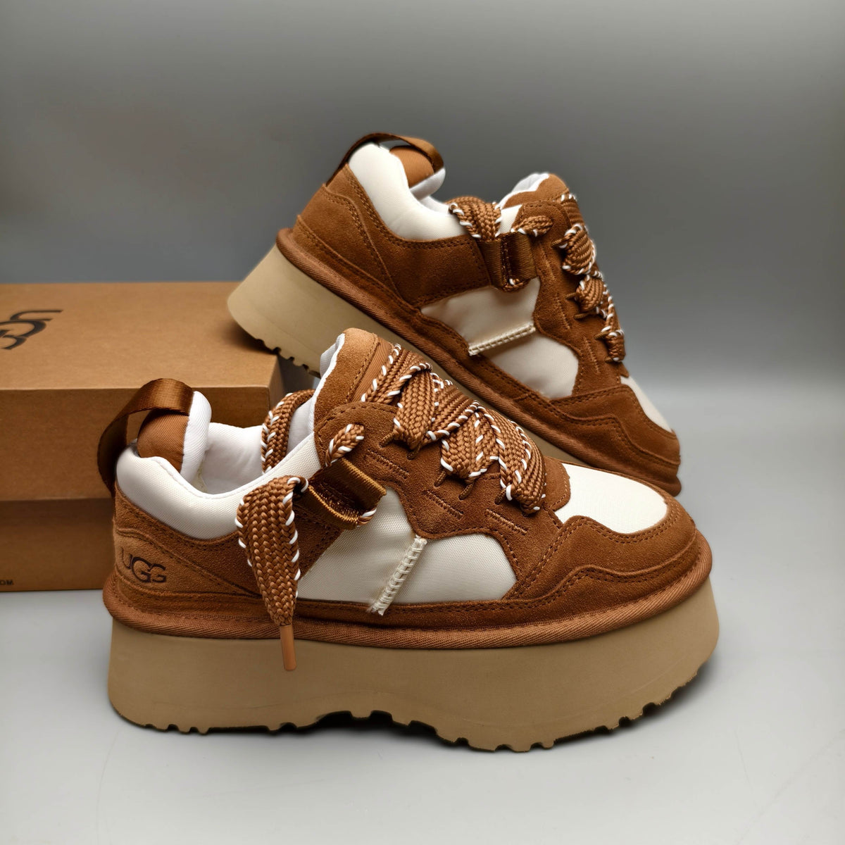 Chestnut Chunky Platform Lace-Up Sneakers – Style 1541