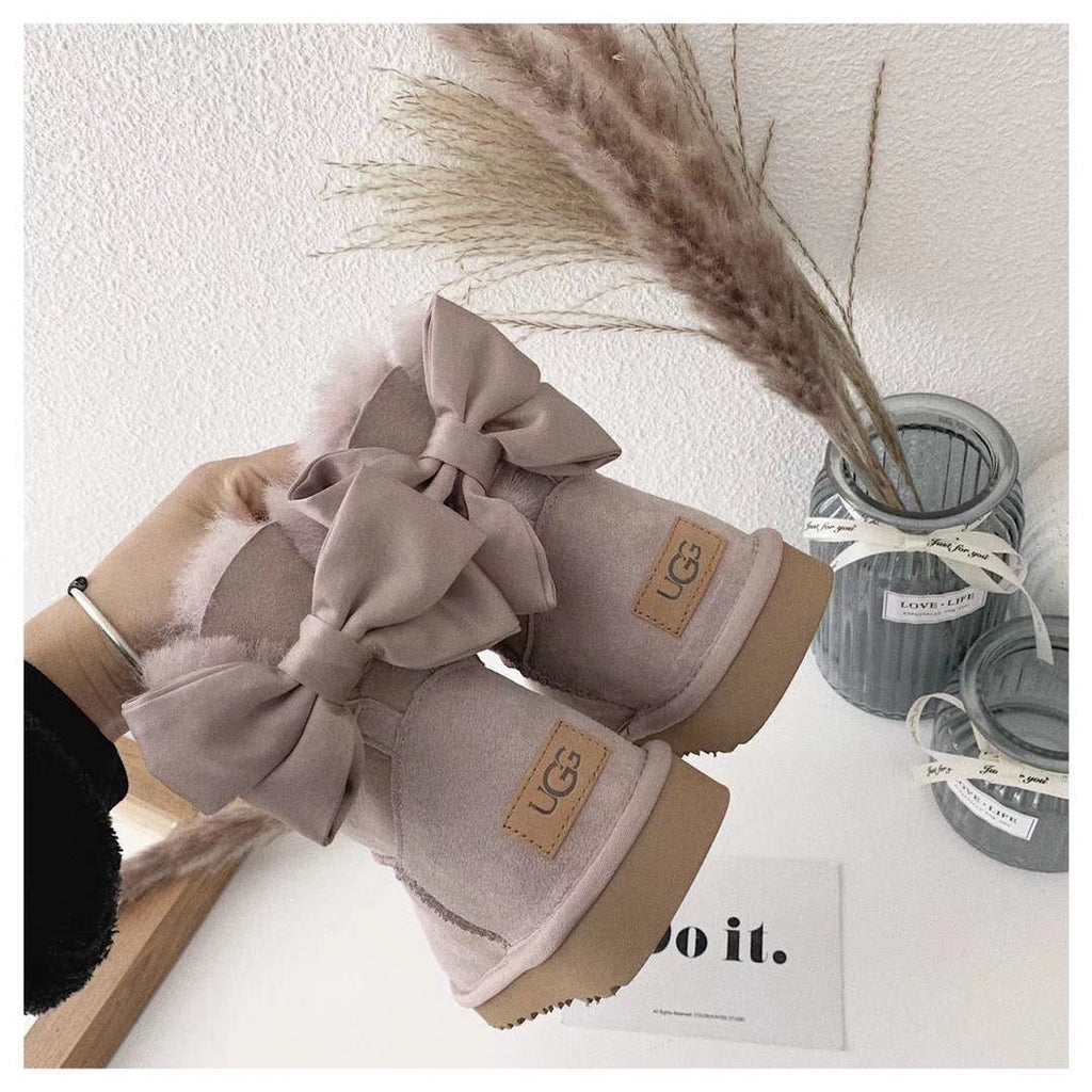 Dusky Pink Bow-Detail Ankle Boots – Style 3130