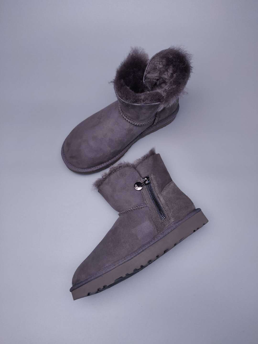 Gray Side-Zip Ankle Boots – Style 2481