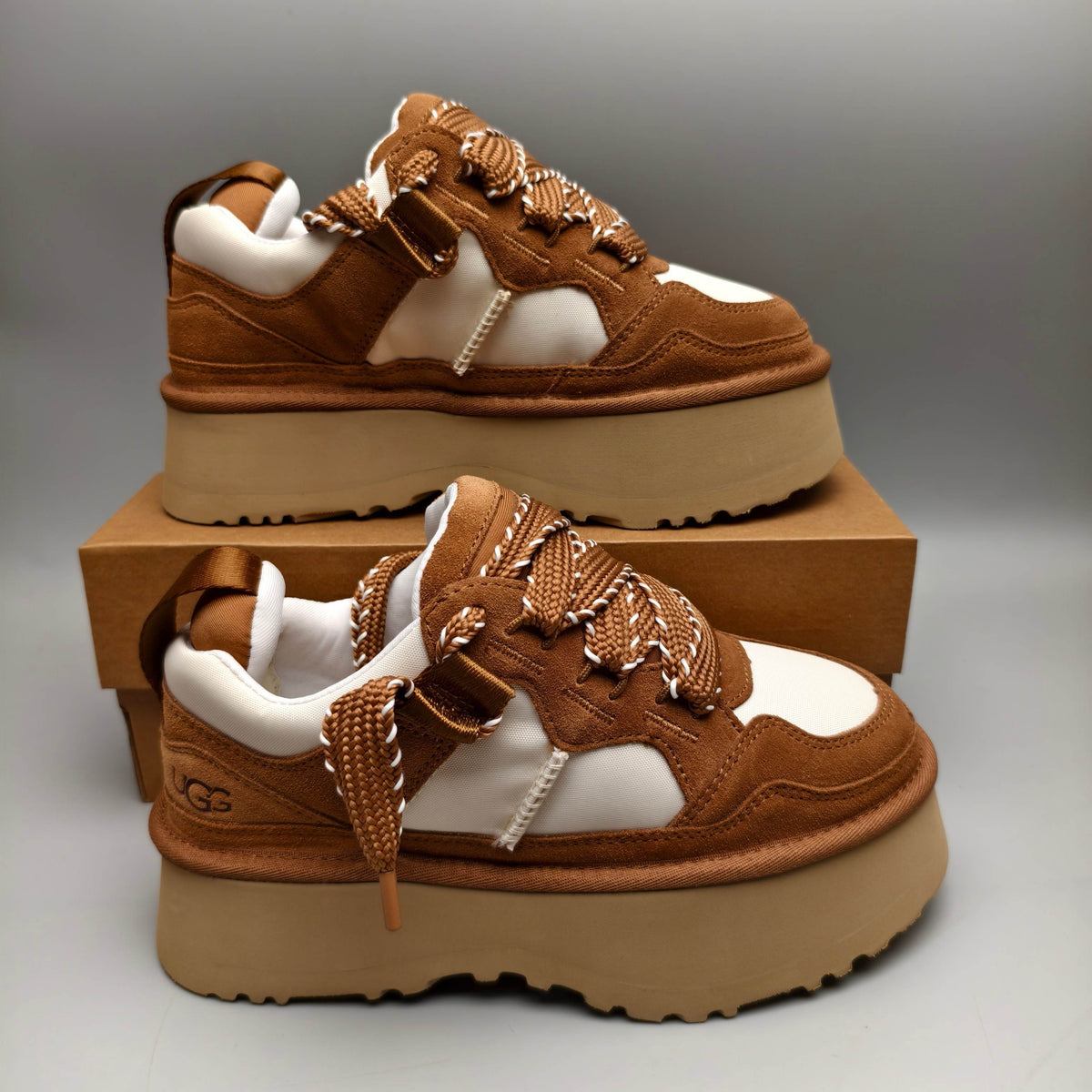 Chestnut Chunky Platform Lace-Up Sneakers – Style 1541