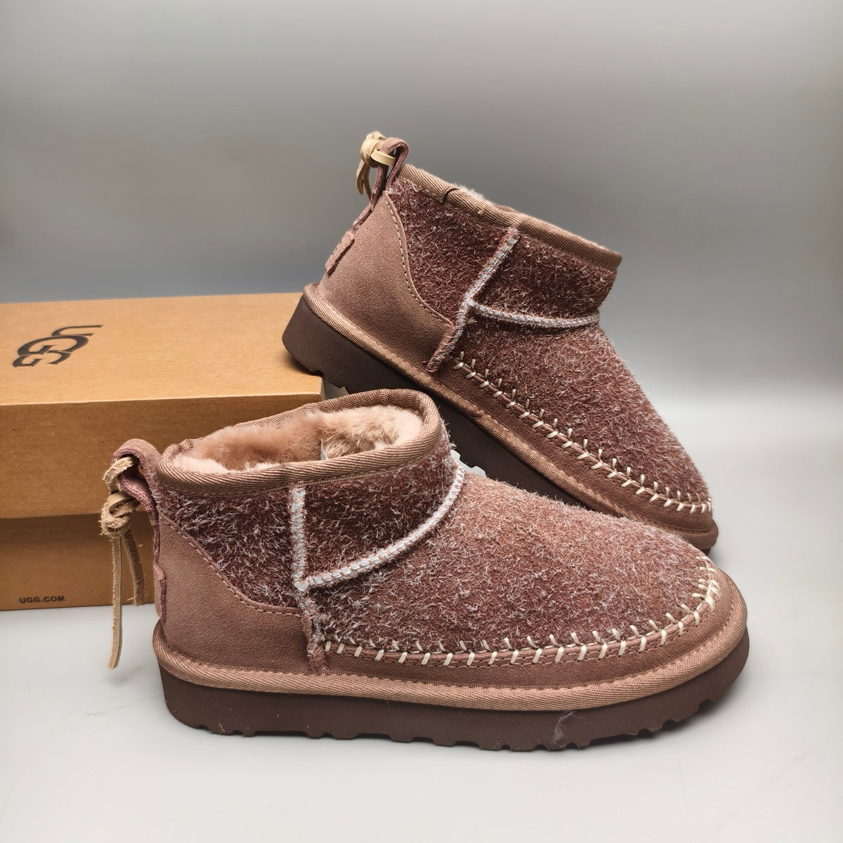 Brown Suede-Look Shoes with Back Strap – Style 1538