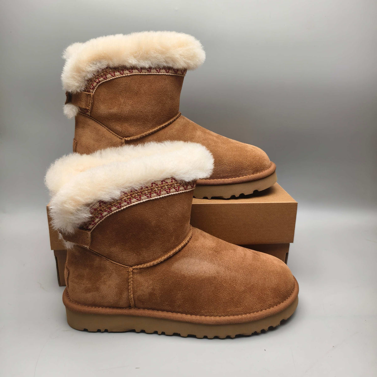 Chestnut Folk-Inspired Shoes with Back Buckle Strap – Style 4517