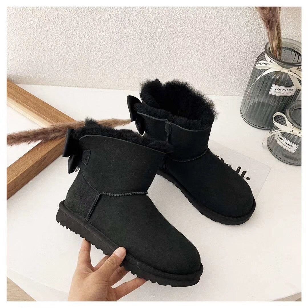 Black Bow-Detail Ankle Boots – Style 3130