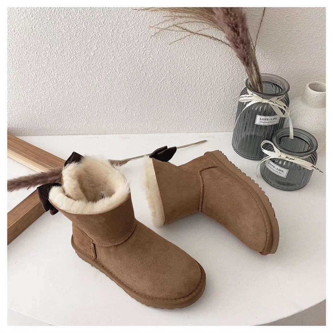Chestnut Bow-Detail Ankle Boots – Style 3130