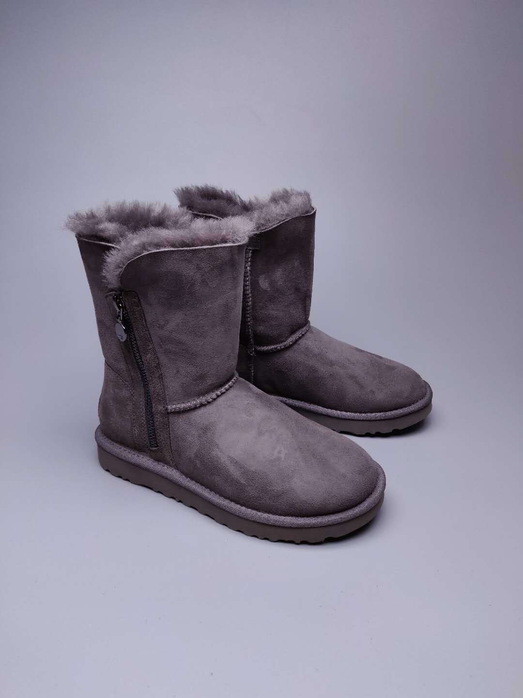 Gray Side-Zip Mid-Calf Boots – Style 2480