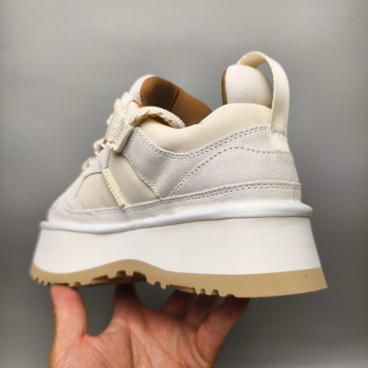 White Chunky Platform Lace-Up Sneakers – Style 1541