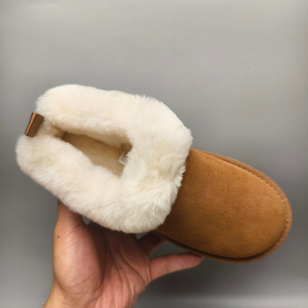 Chestnut Suede-Look Platform Slip-On Shoes – Style 1393