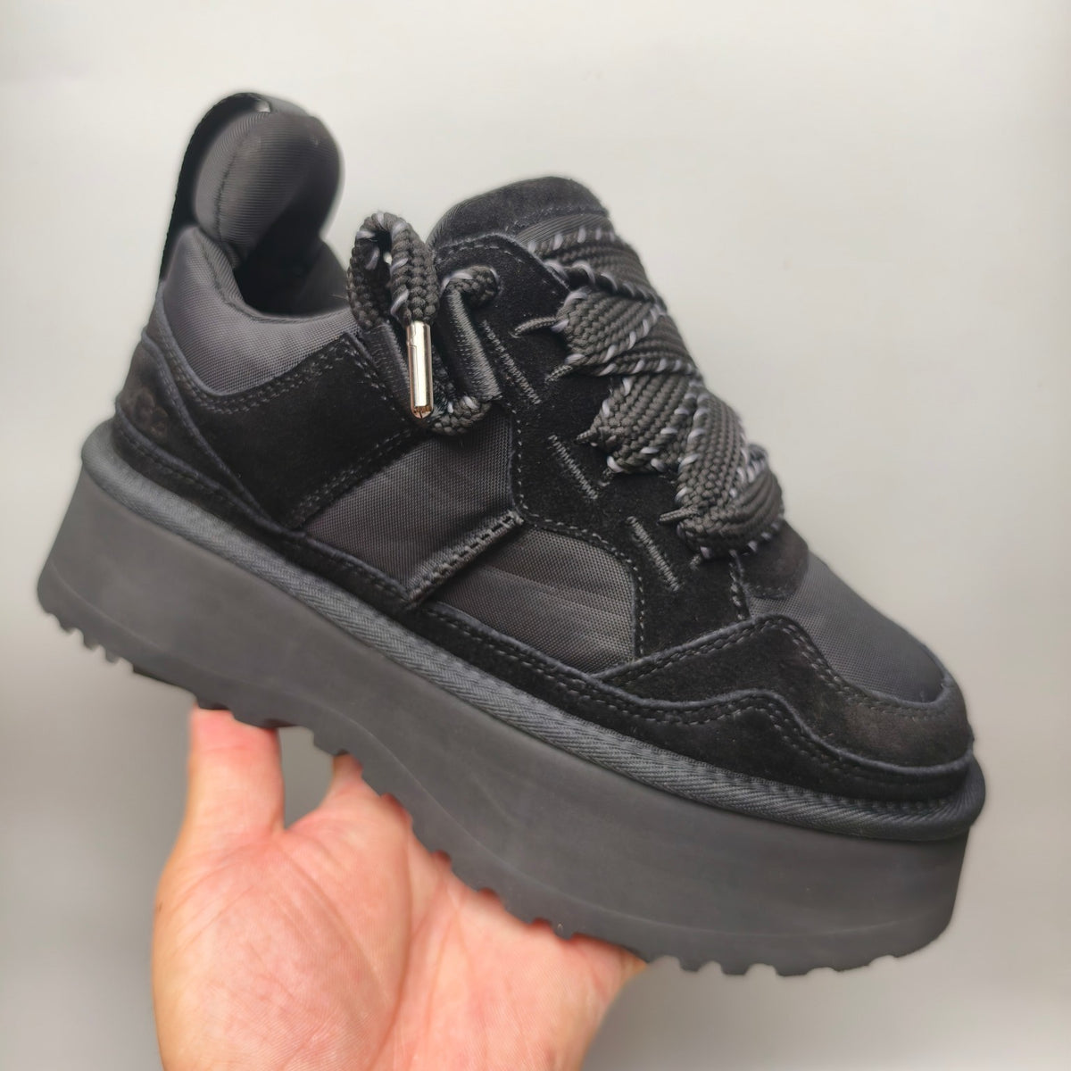 Black Chunky Platform Lace-Up Sneakers – Style 1541