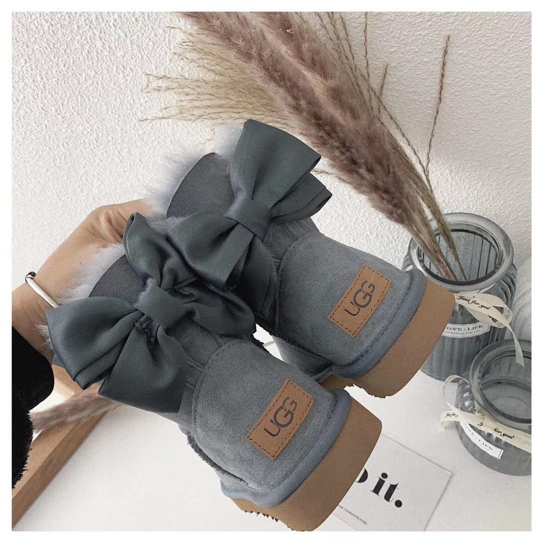 Gray Bow-Detail Ankle Boots – Style 3130