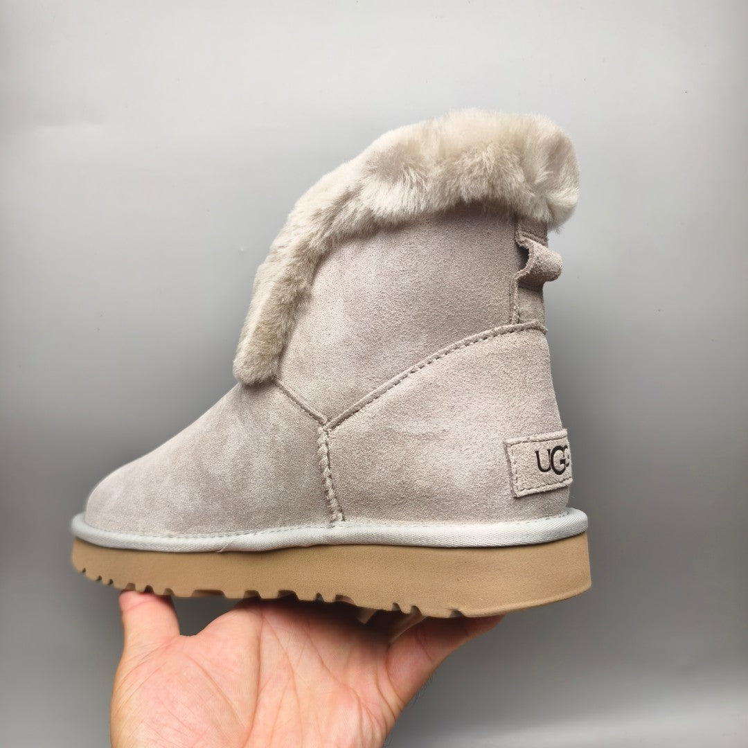 Gray Lace-Up Mid-Calf Casual Boots – Style 4576