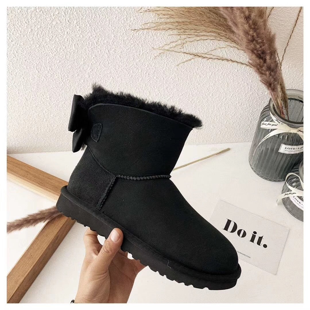 Black Bow-Detail Ankle Boots – Style 3130
