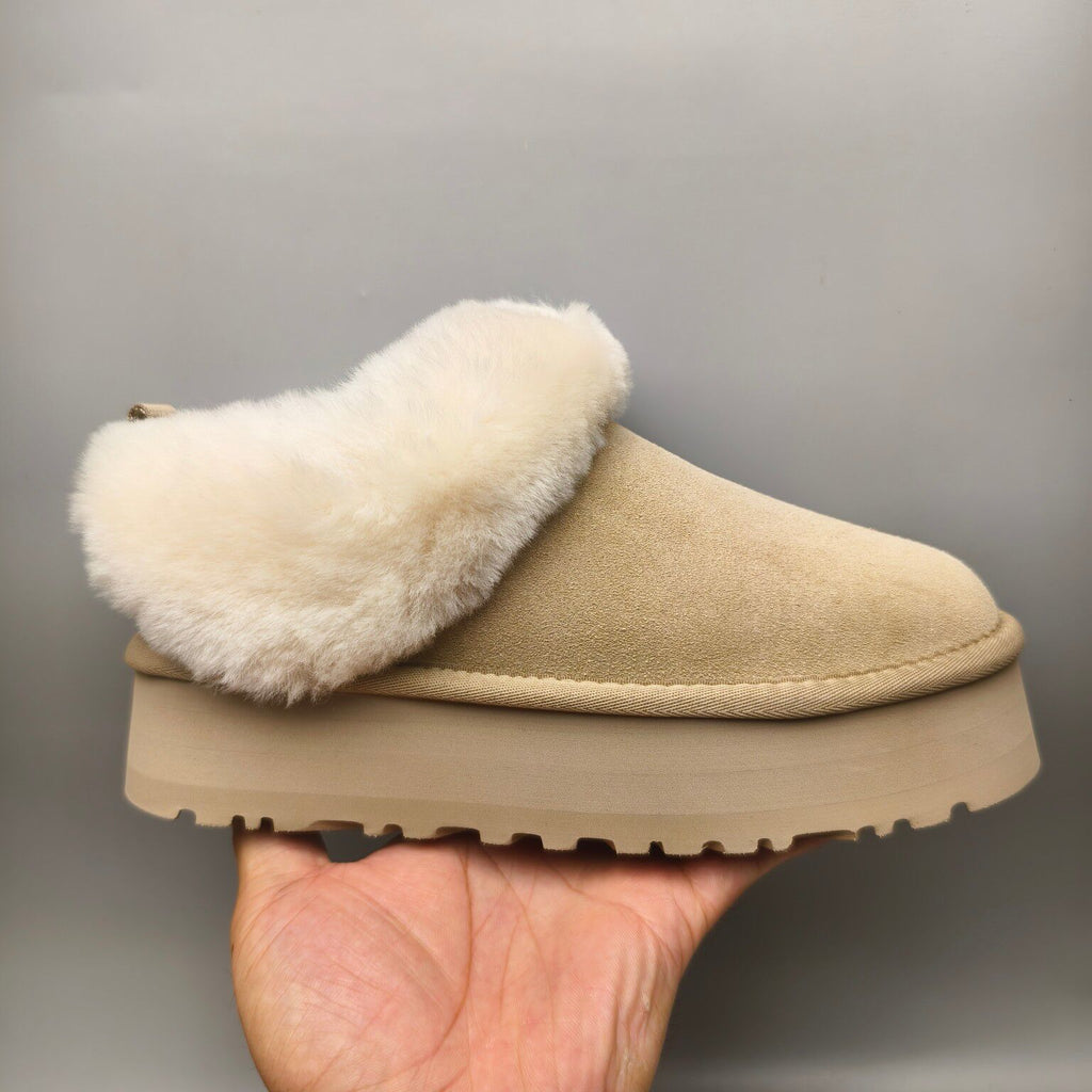 Sand Suede-Look Platform Slip-On Shoes – Style 1393