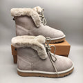 Gray Lace-Up Mid-Calf Casual Boots – Style 4576