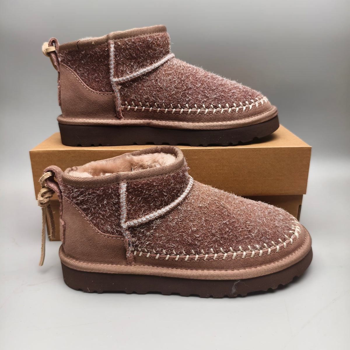 Brown Suede-Look Shoes with Back Strap – Style 1538