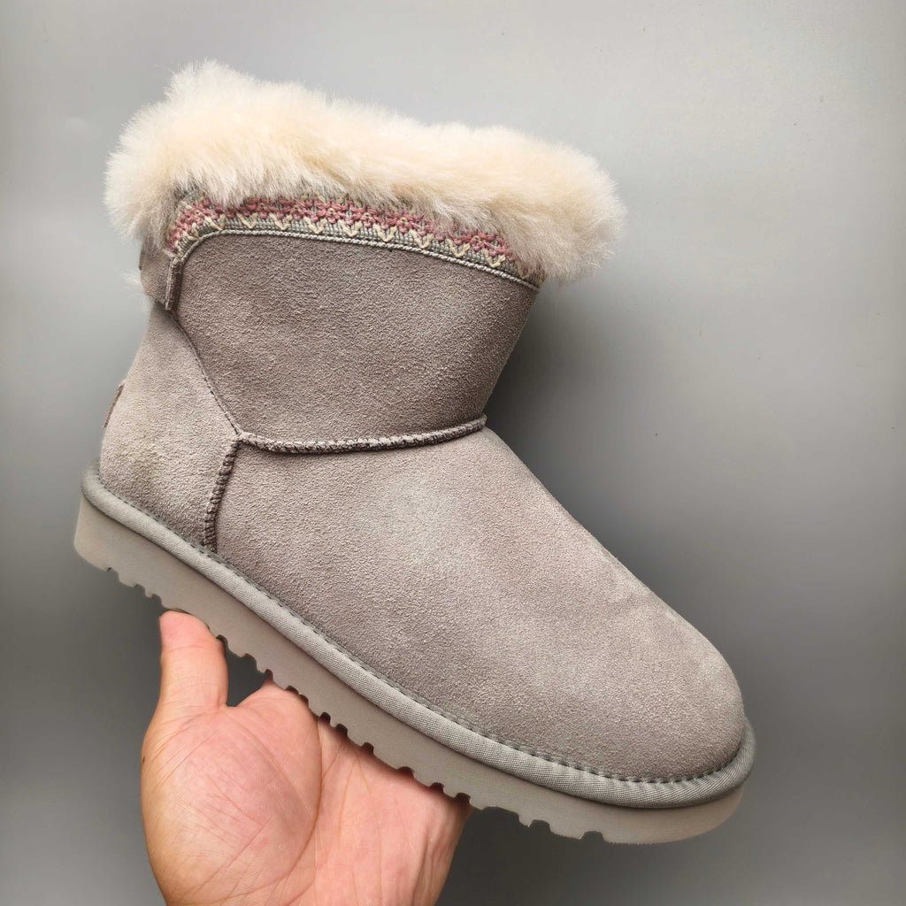 Gray Folk-Inspired Shoes with Back Buckle Strap – Style 4517