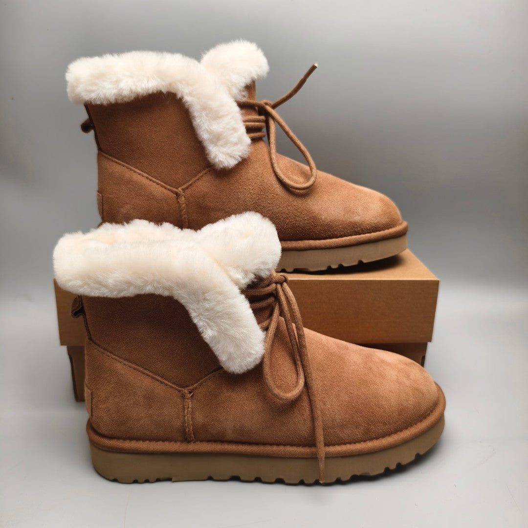 Chestnut Lace-Up Mid-Calf Casual Boots – Style 4576