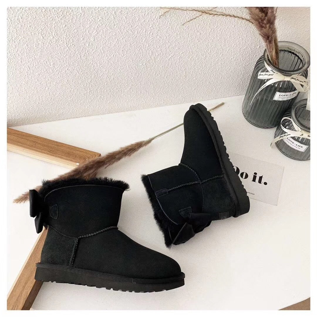 Black Bow-Detail Ankle Boots – Style 3130
