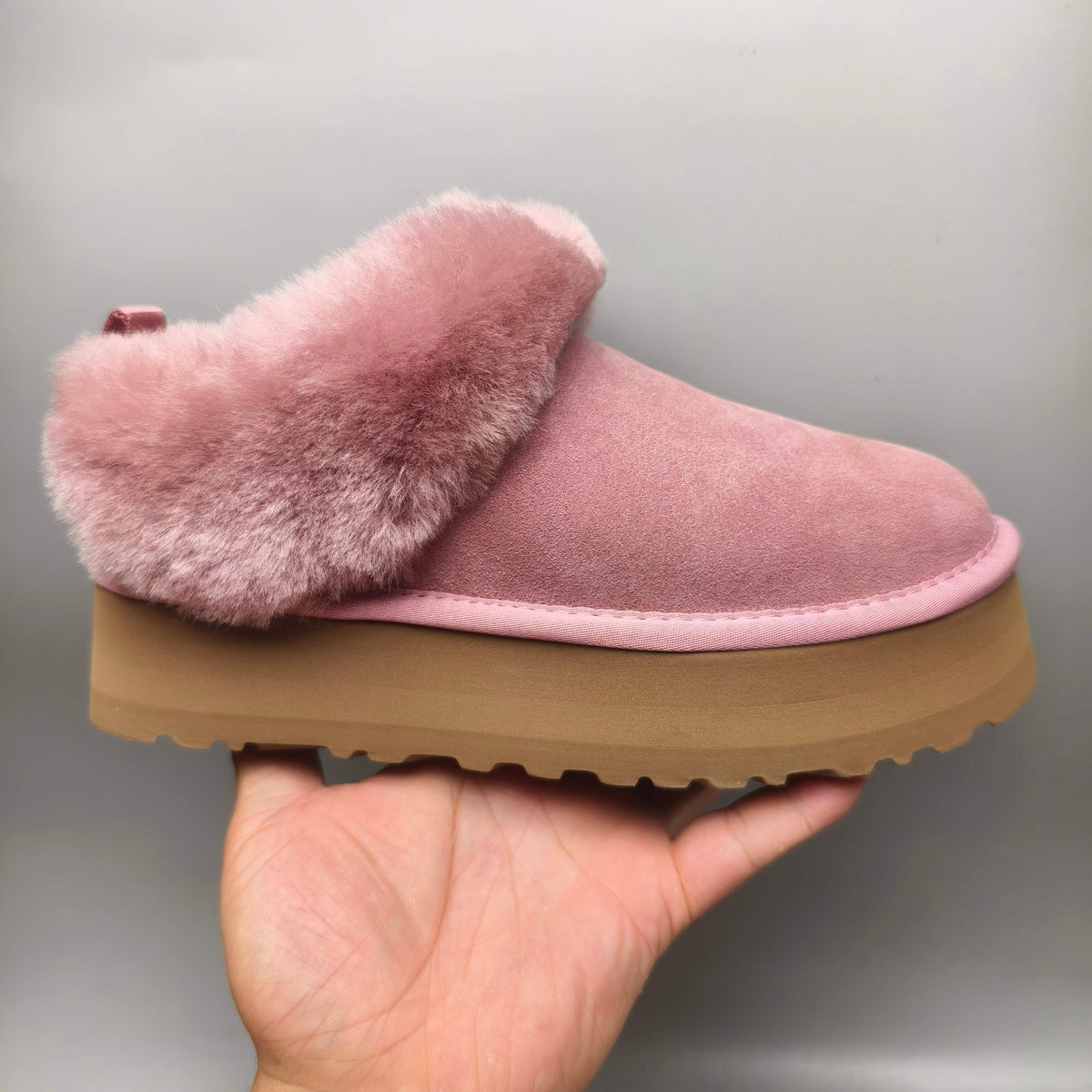 Pink Suede-Look Platform Slip-On Shoes – Style 1393