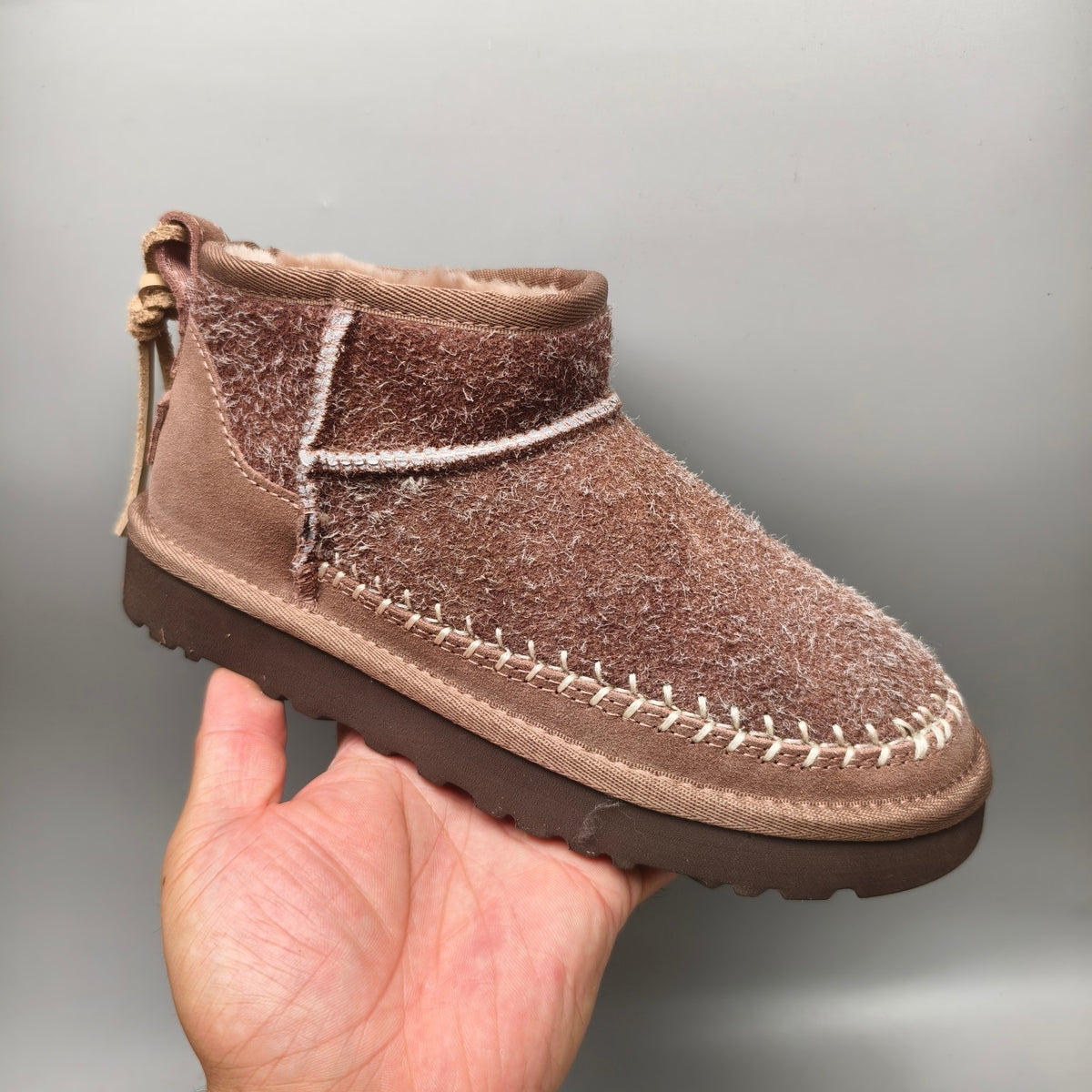 Brown Suede-Look Shoes with Back Strap – Style 1538