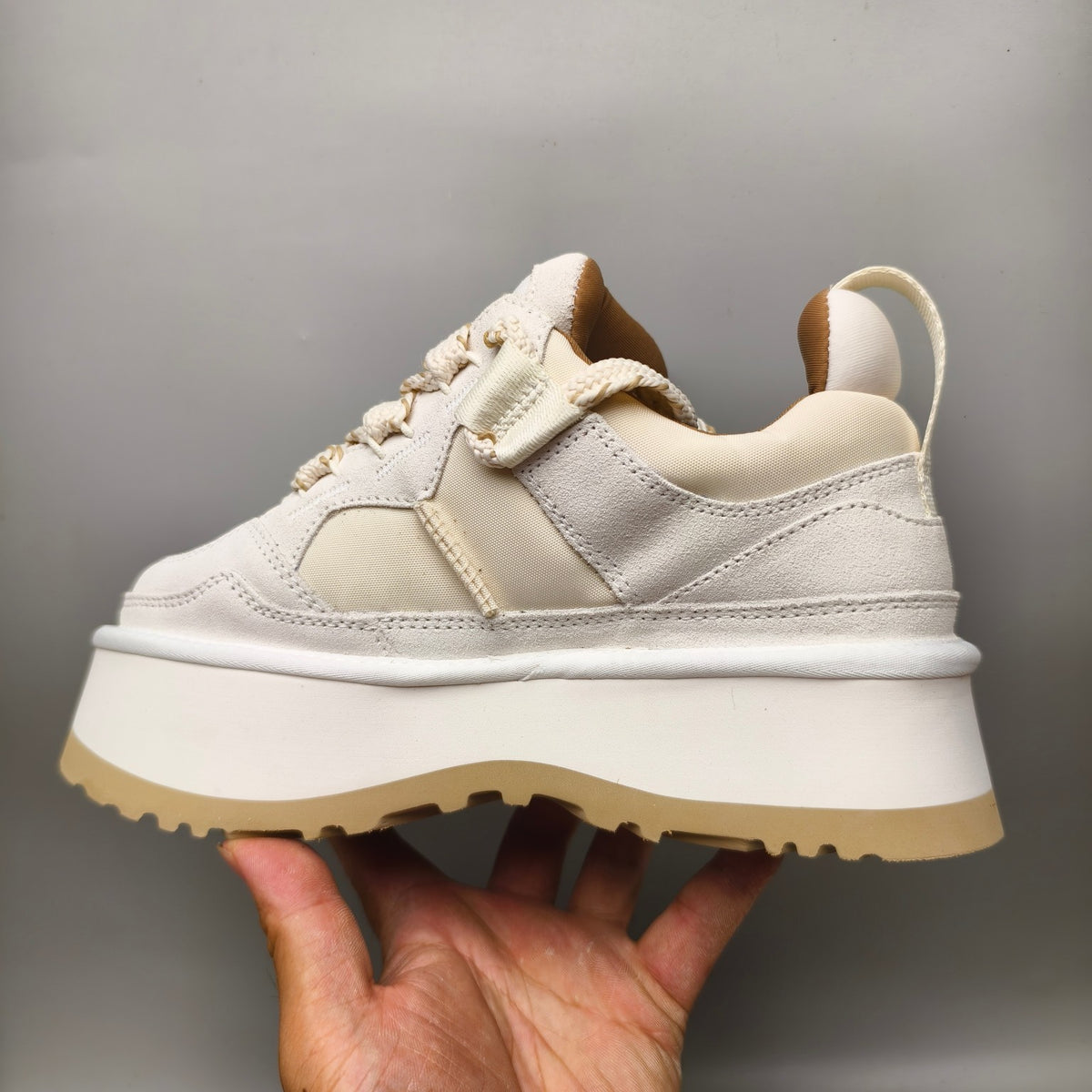White Chunky Platform Lace-Up Sneakers – Style 1541