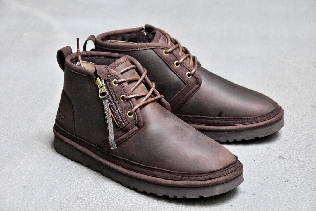 Men's Crazy Horse Leather Zip-Up Shoes – Style 3883