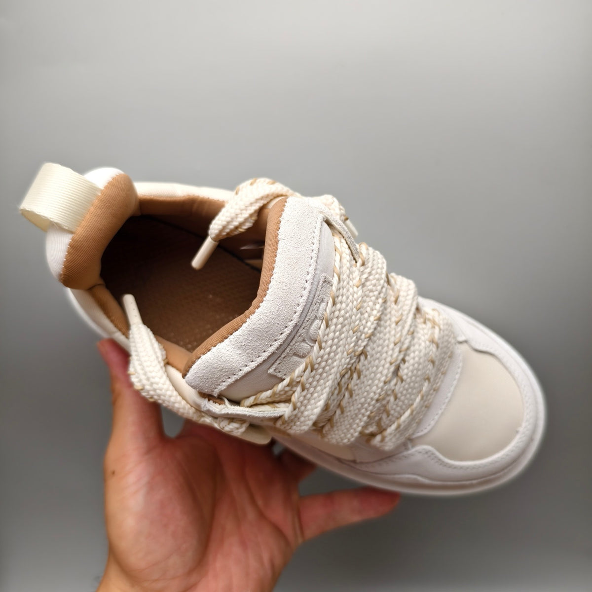 White Chunky Platform Lace-Up Sneakers – Style 1541