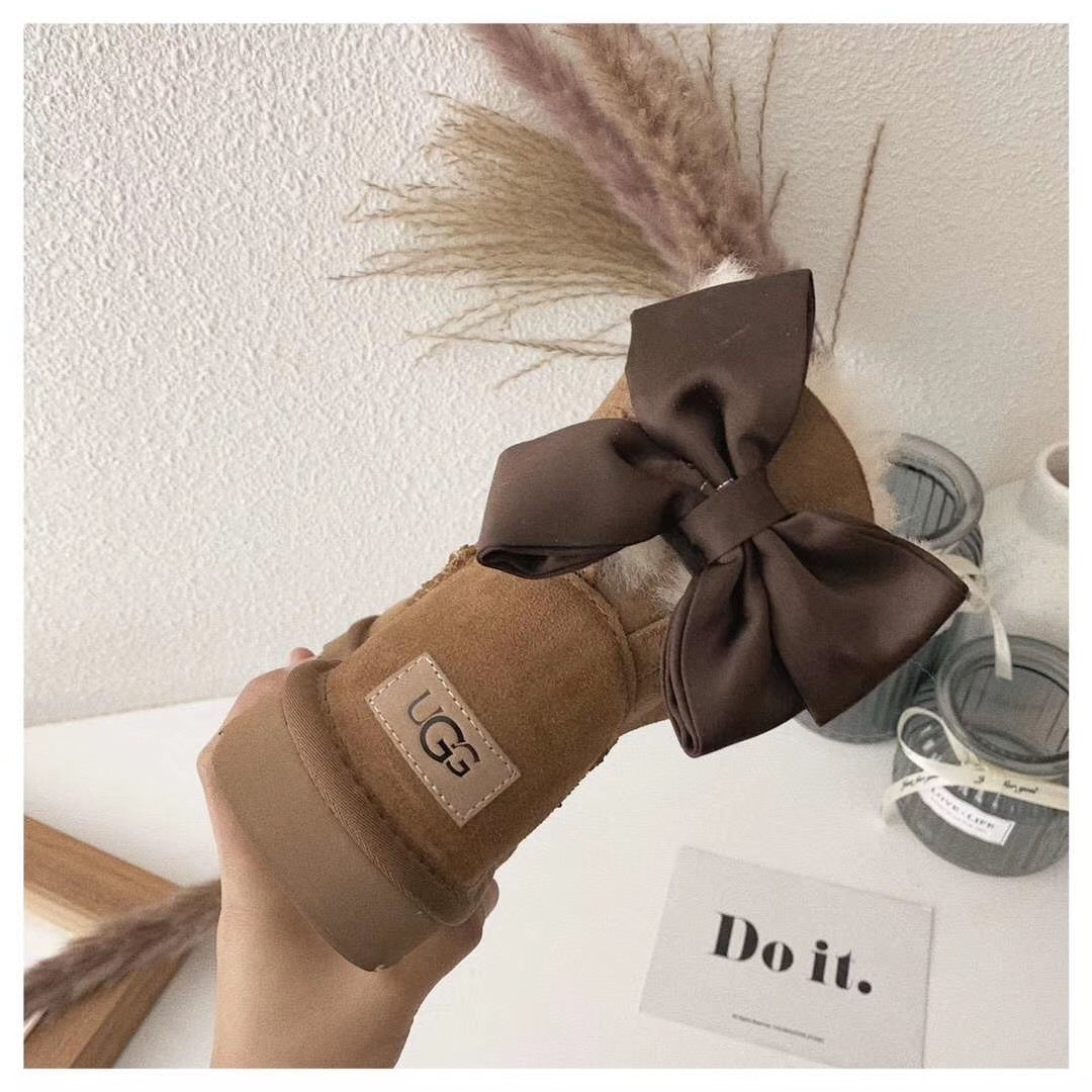 Chestnut Bow-Detail Ankle Boots – Style 3130