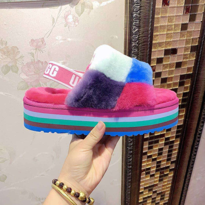 Fuchsia Colorblock Platform Sandals – Style 3490