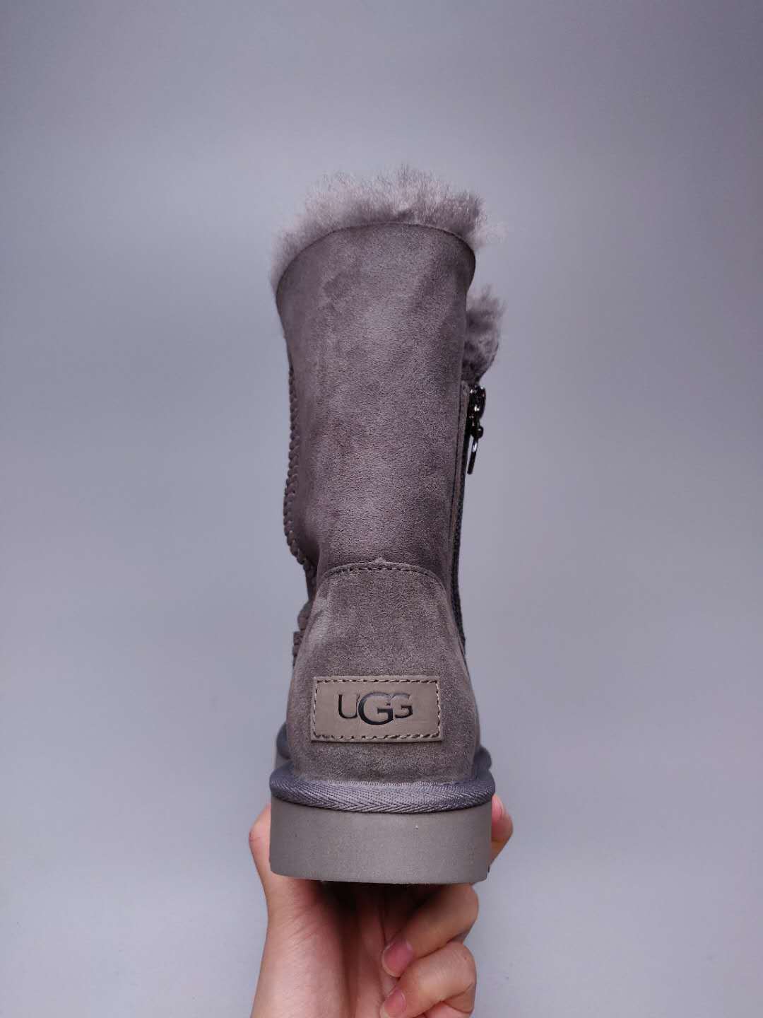 Gray Side-Zip Mid-Calf Boots – Style 2480