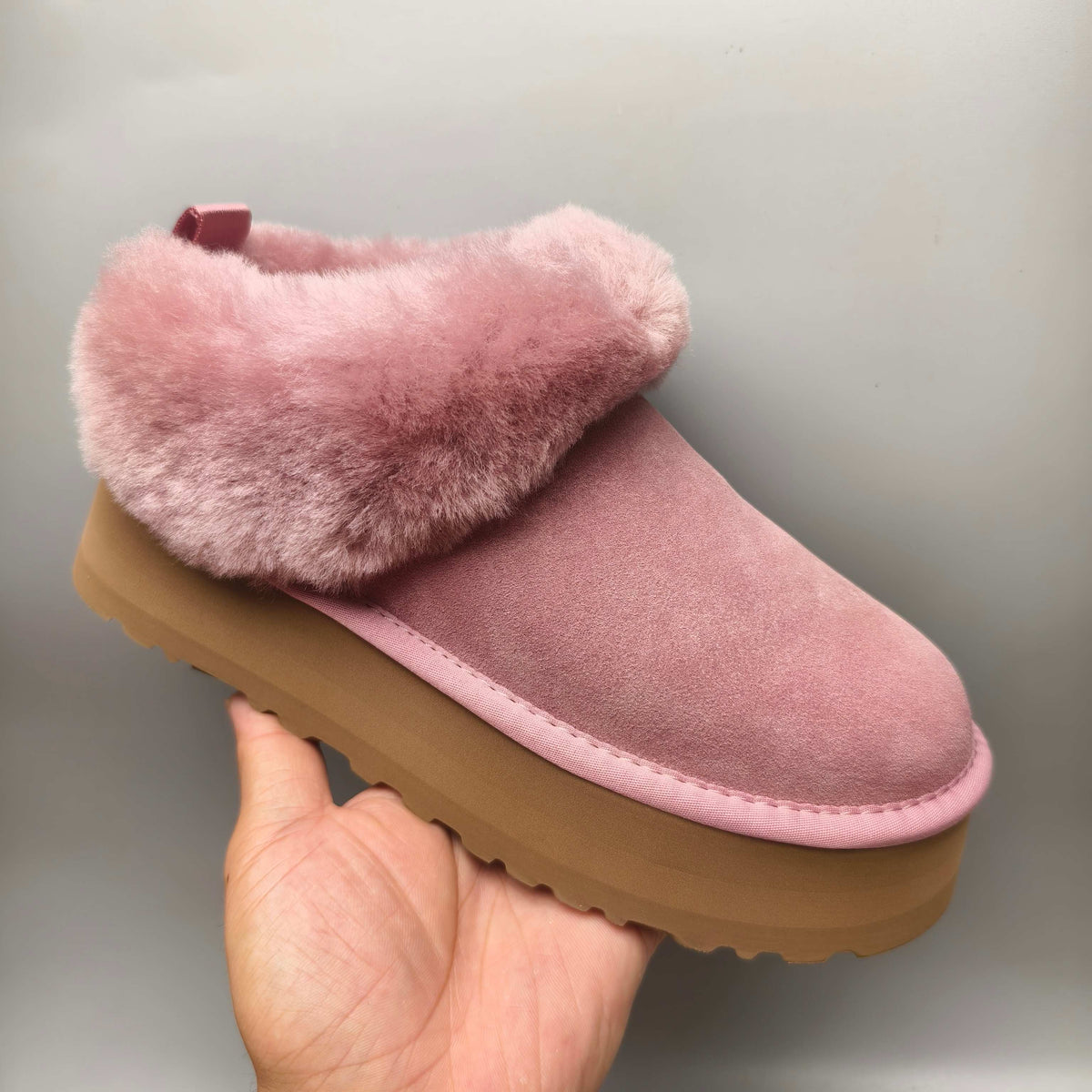 Pink Suede-Look Platform Slip-On Shoes – Style 1393
