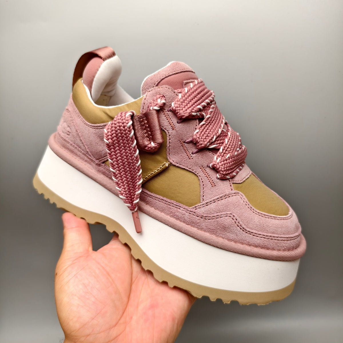 Pink Chunky Platform Lace-Up Sneakers – Style 1541