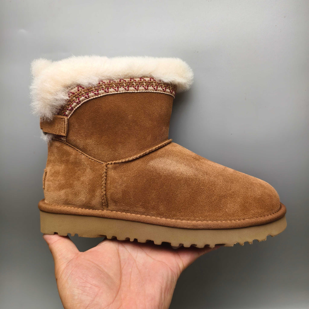 Chestnut Folk-Inspired Shoes with Back Buckle Strap – Style 4517