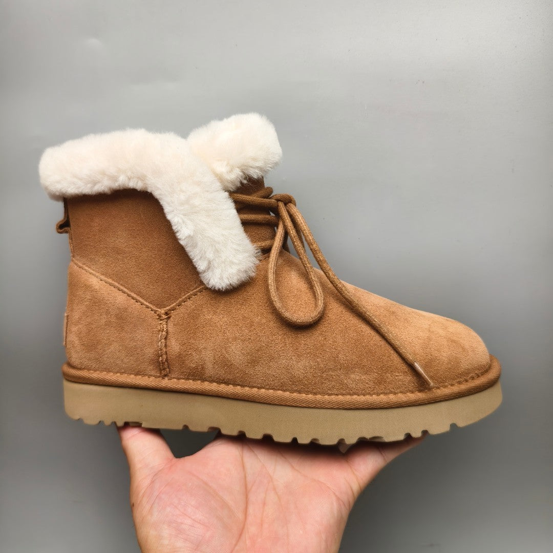 Chestnut Lace-Up Mid-Calf Casual Boots – Style 4576